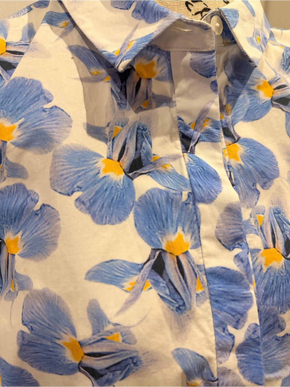 COS Blue and White Floral Shirt Dress with Yellow Accents - Picture 5 of 16